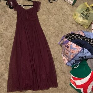 Lulu's Sparkling Burgundy Lace Dress